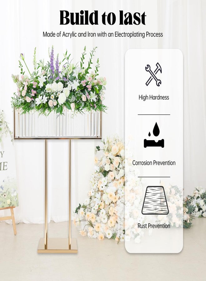 YCWSPEMR Tall Crystal Flower Stand for Wedding Centerpieces - 28" x 12" Gold Metal Pedestal with Sparkling Crystal Pendants, Elegant Flower Vase Stand for Tables, Parties, Banquets & Event Decorations - Image 5